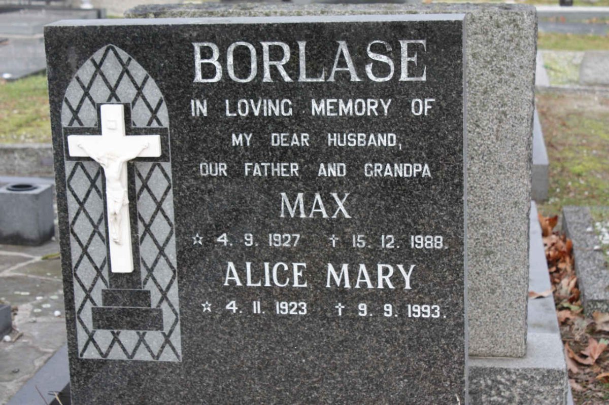 BORLASE Max 1927-1988 &amp; Alice Mary 1923-1993