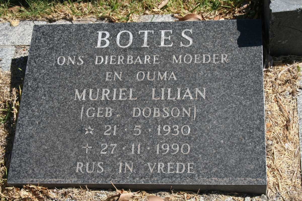 BOTES Muriel Lilian nee DOBSON 1930-1990