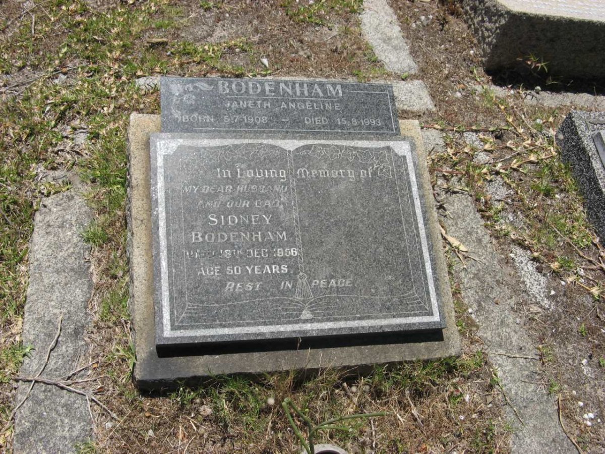 BODENHAM Sidney -1956 &amp; Janeth Angeline 1908-1993