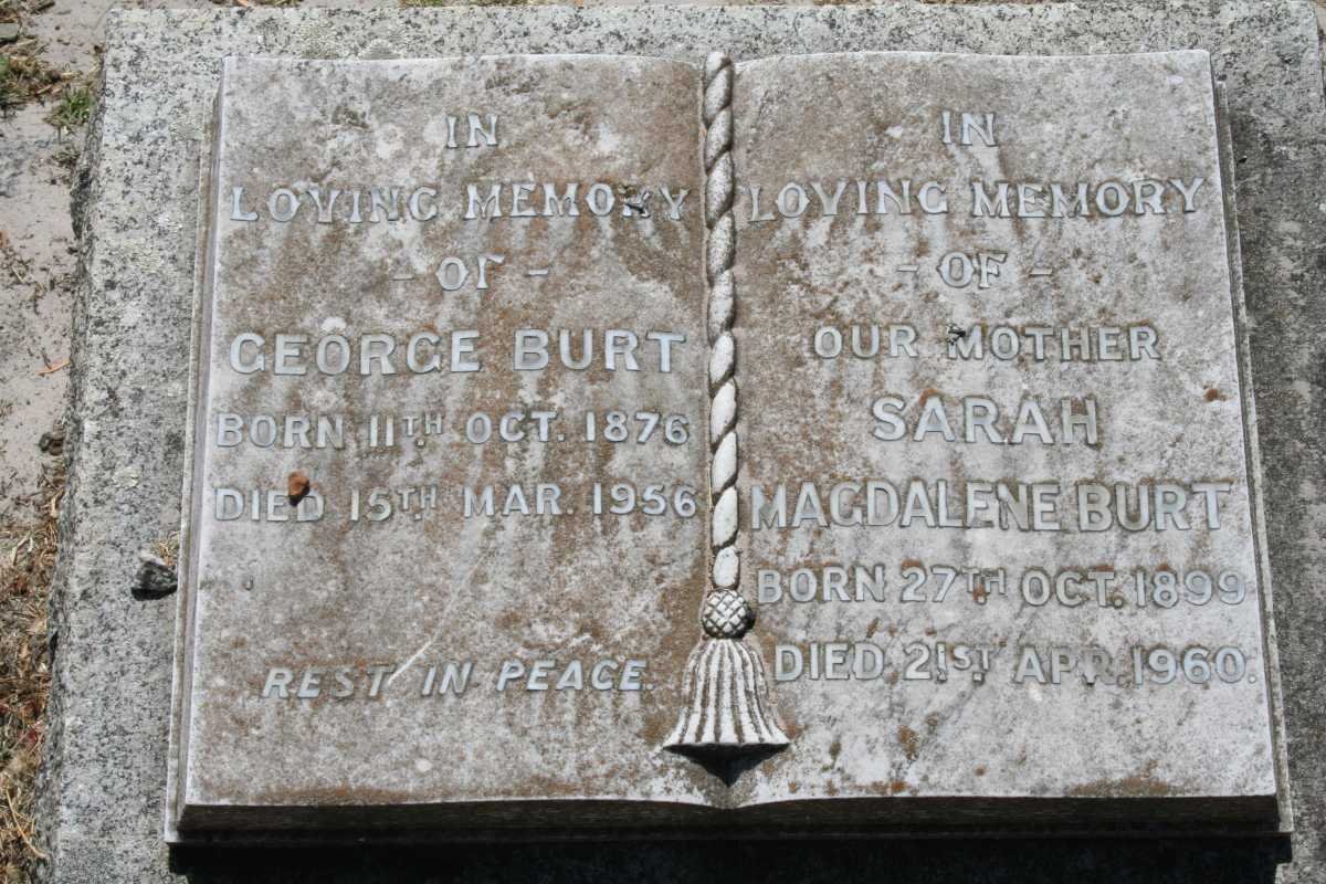BURT George 1876-1956 &amp; Sarah Magdalene 1899-1960