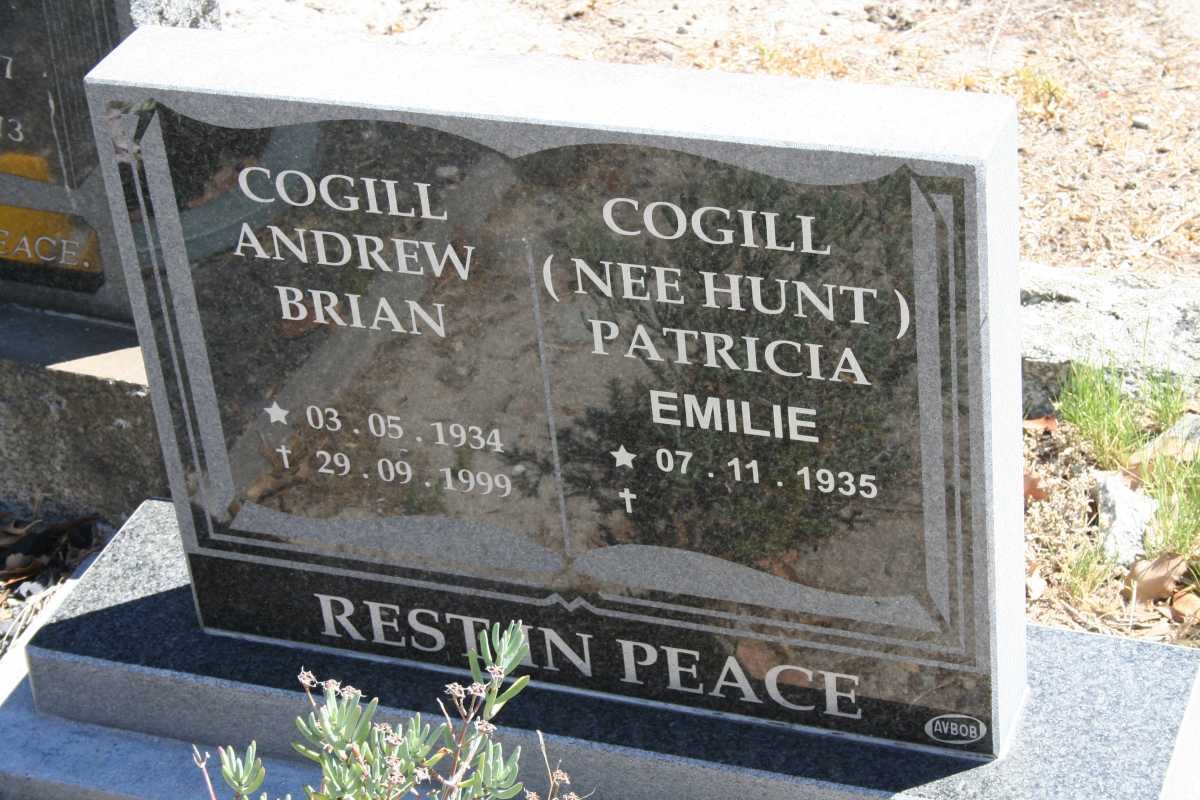 COGILL Andrew Brian 1934-1999 &amp; Patricia Emilie HUNT 1935-