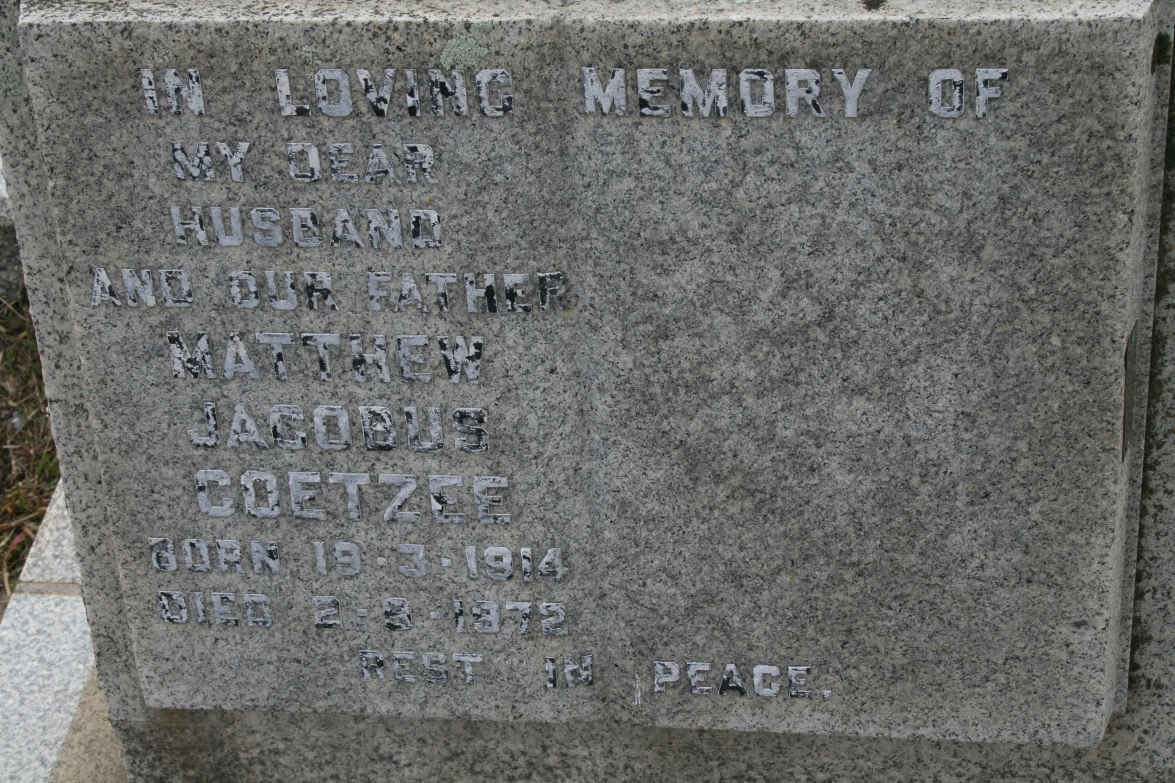 COETZEE Matthew Jacobus 1914-1972