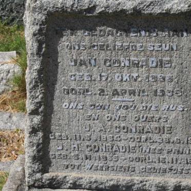 CONRADIE J.A. 1864-1939 &amp; J.H. PRINS 1856-1941 :: CONRADIE Jan 1896-1938