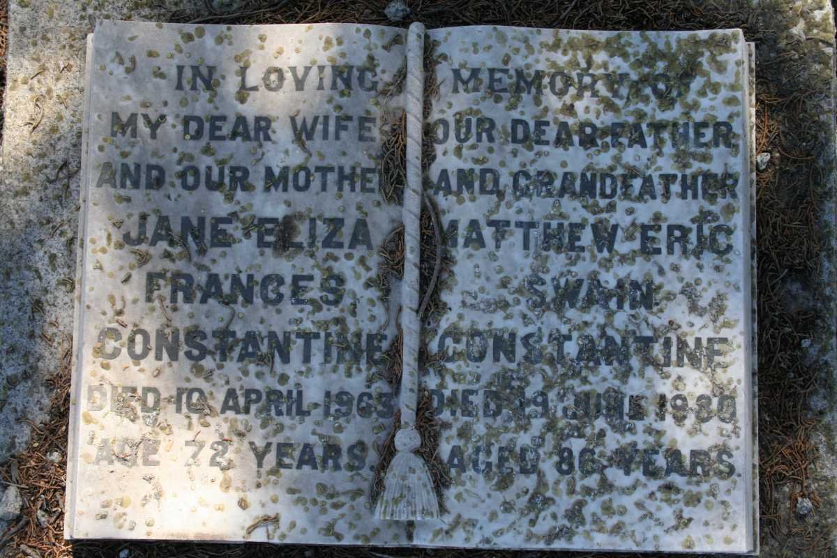 CONSTANTINE Matthew Eric Swain -1980 &amp; Jane Eliza Frances -1963