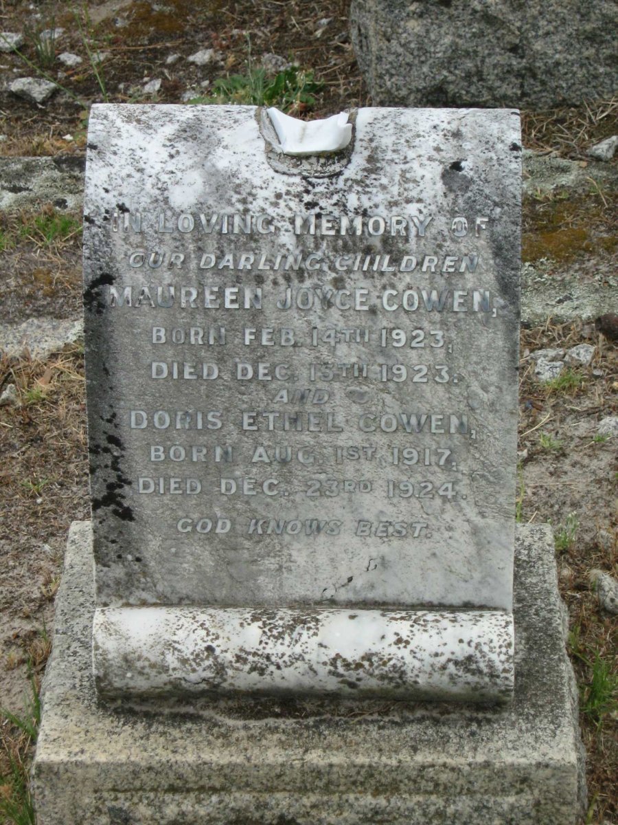 COWEN Doris Ethel 1917-1924 :: COWEN Maureen Joyce 1923-1923