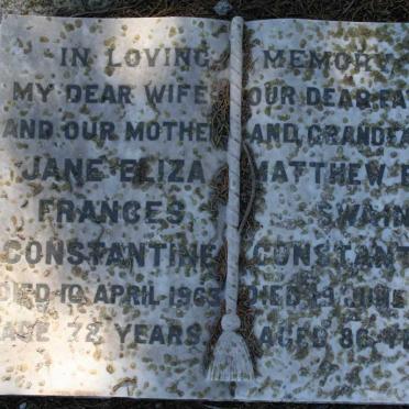 CONSTANTINE Matthew Eric Swain -1980 &amp; Jane Eliza Frances -1963