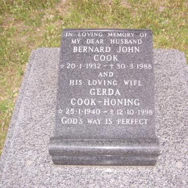 COOK Bernard John 1932-1988 &amp; Gerda HONING 1940-1998
