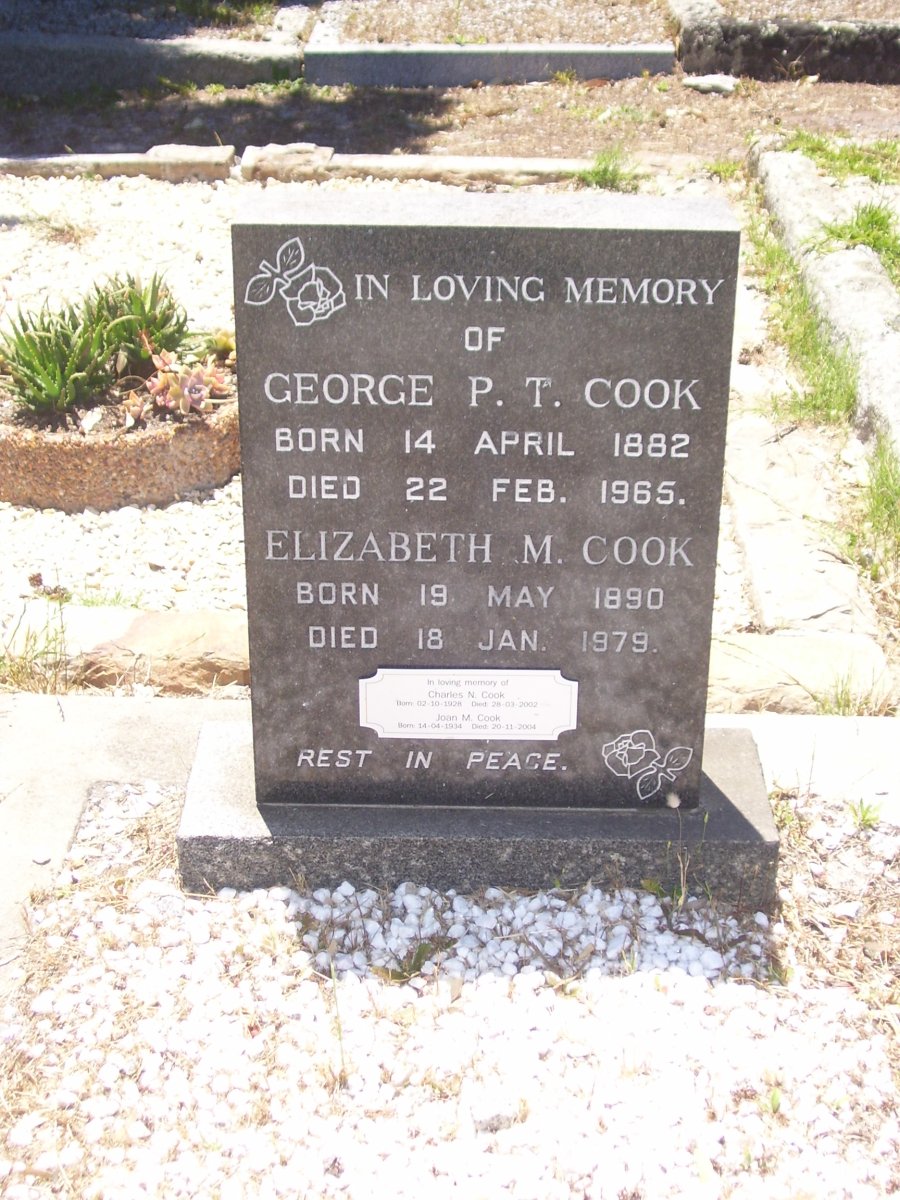 COOK George P.T. 1882-1965 &amp; Elizabeth M. 1890-1979