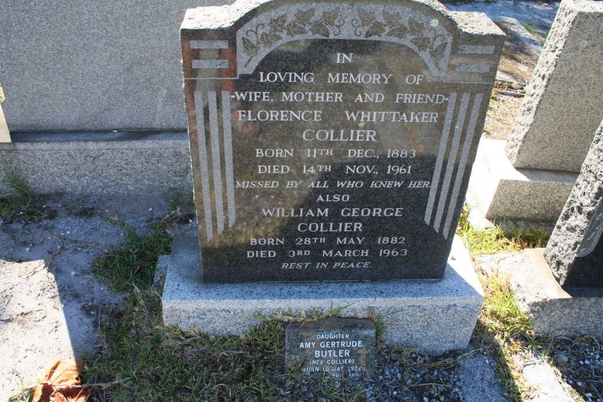 COLLIER William George 1882-1963 &amp; Florence Whittaker 1883-1961 :: BUTLER Amy Gertrude nee COLLIER 1921-1997
