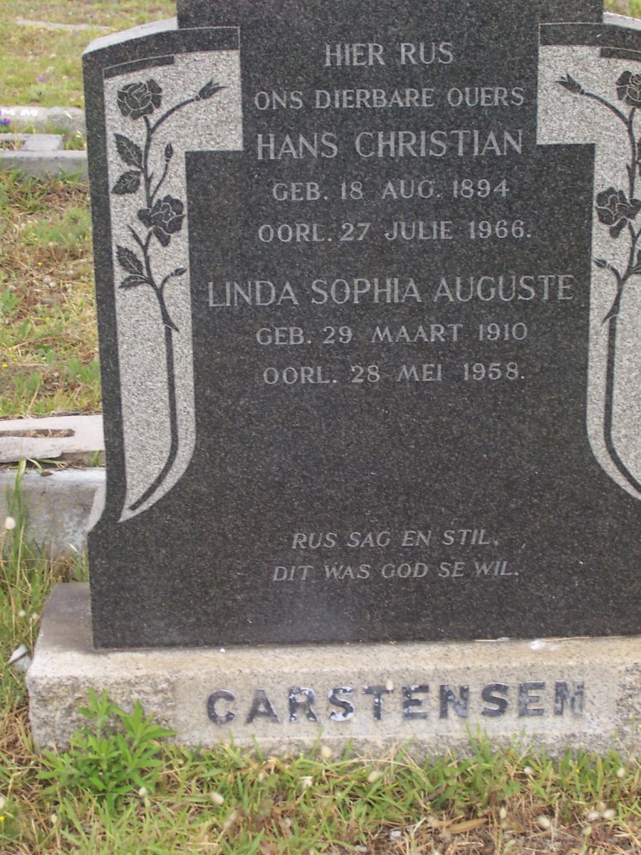 CARSTENSEN Hans Christian 1894-1966 &amp; Linda Sophia Auguste 1910-1958