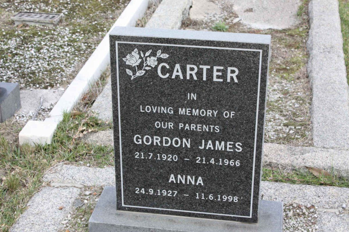 CARTER Gordon James 1920-1966 &amp; Anna 1927-1998