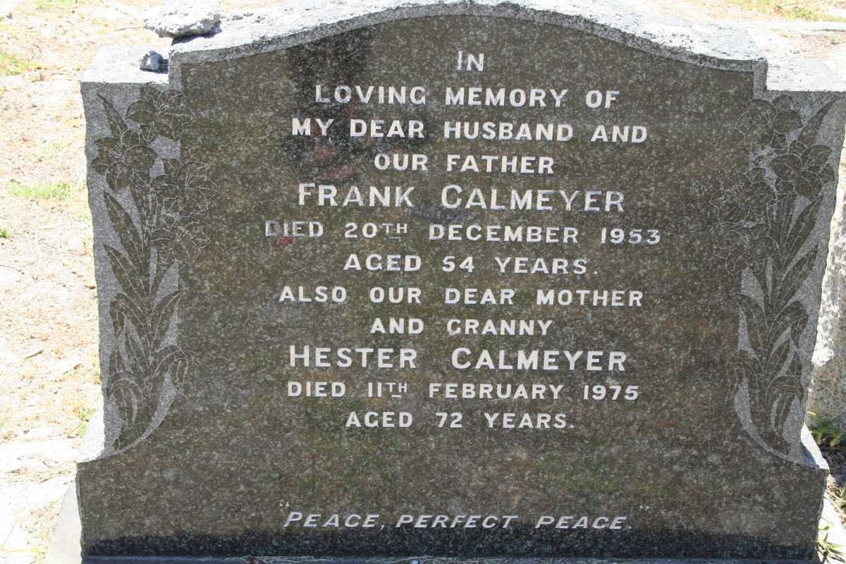 CALMEYER Frank -1953 &amp; Hester -1975