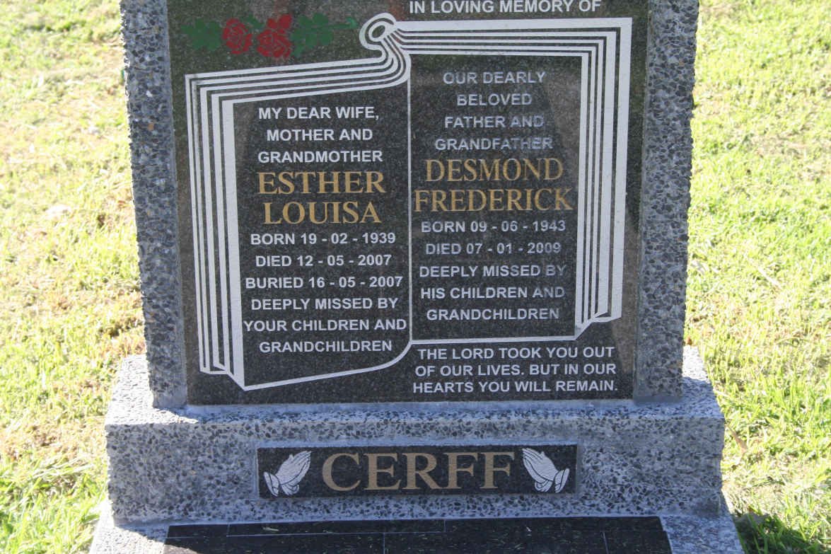 CERFF Desmond Frederick 1943-2009 &amp; Esther Louisa 1939-2007