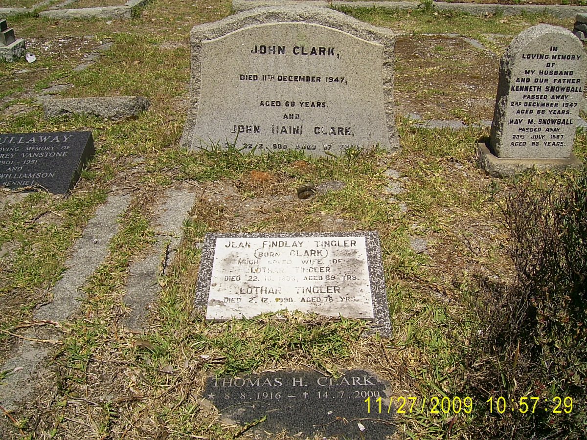 CLARK John -1947 :: CLARK John -1960 :: TINGLER Lothar -1990 &amp; Jean Findley CLARK -1983