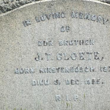 CLOETE J.T. 1879-1955