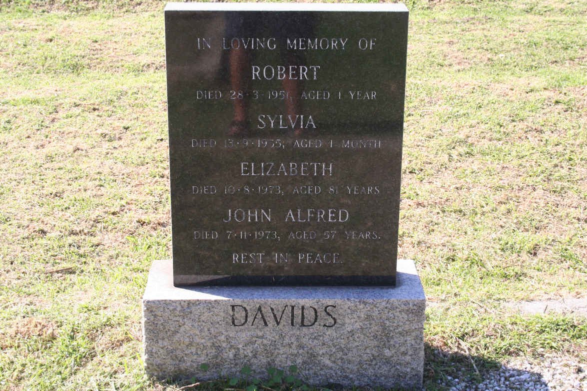 DAVIDS John Alfred -1973 &amp; Elizabeth -1973 :: DAVIDS Robert -1951 :: DAVIDS Sylvia -1955 