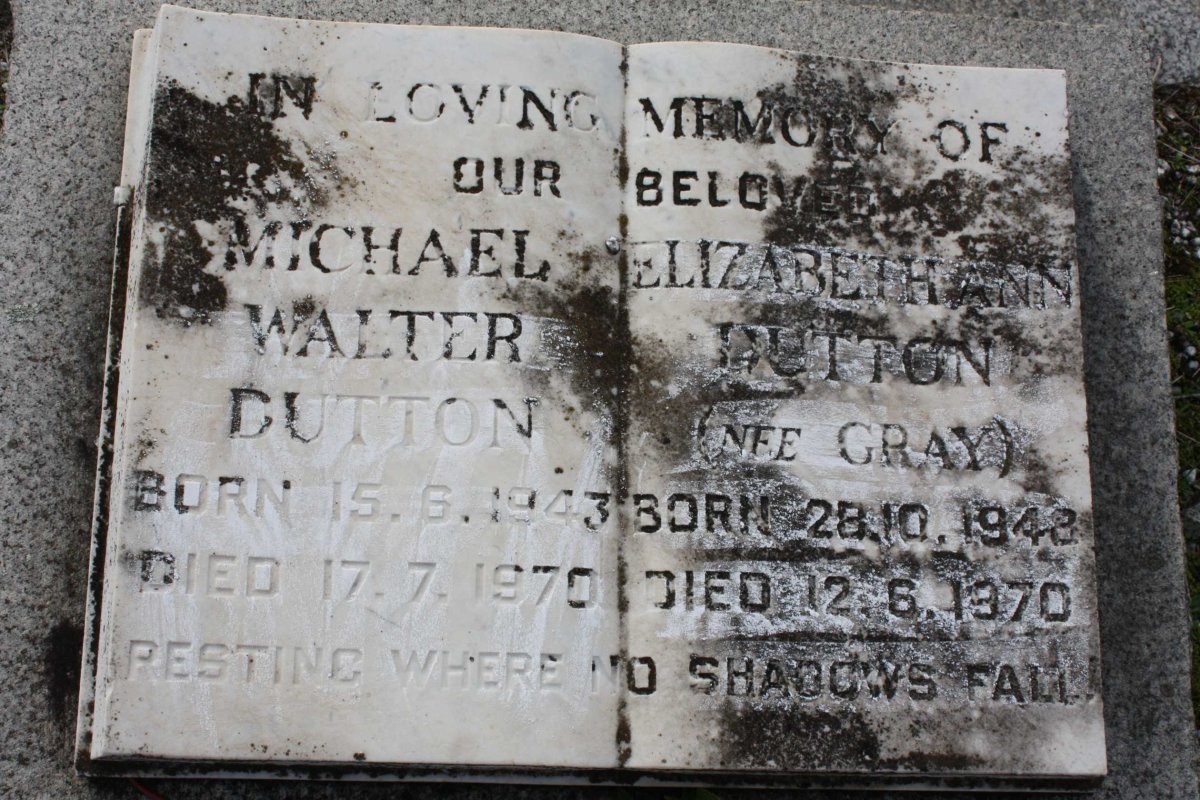 DUTTON Michael Walter 1943-1970 &amp; Elizabeth Ann GRAY 1948-1970
