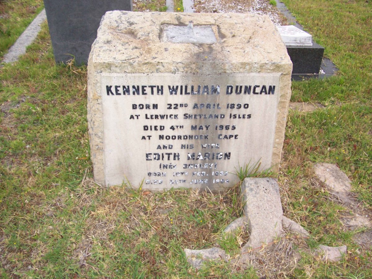 DUNCAN Kenneth William 1890-1965 &amp; Edith Marion BOWLEY 1893-1984