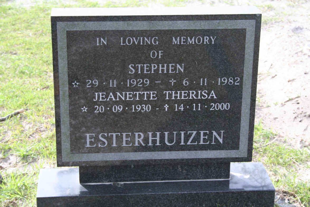 ESTERHUIZEN Stephen 1929-1982 &amp; Jeanette Therisa 1930-2000