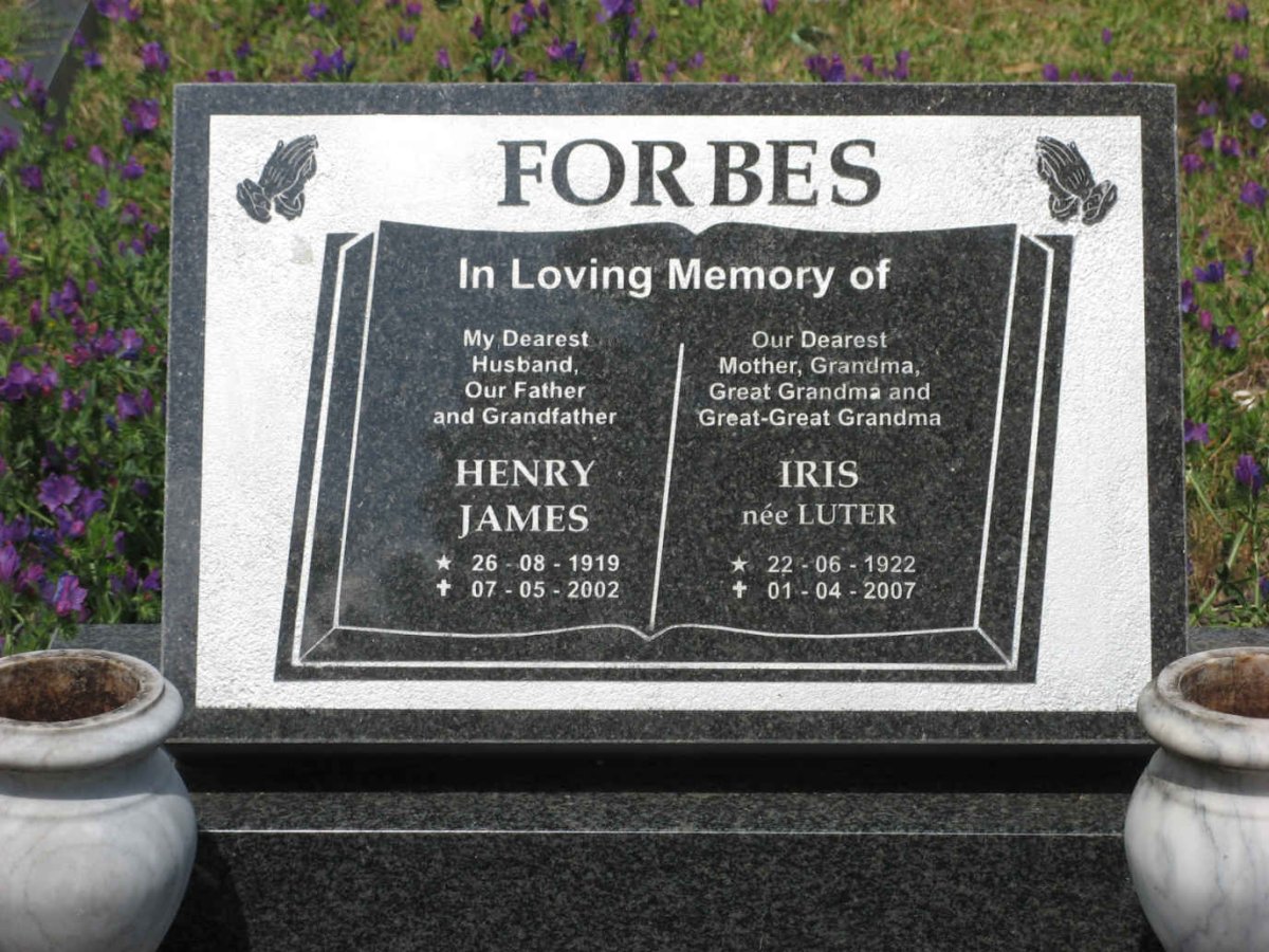 FORBES Henry James 1919-2002 &amp; Iris LUTER 1922-2007