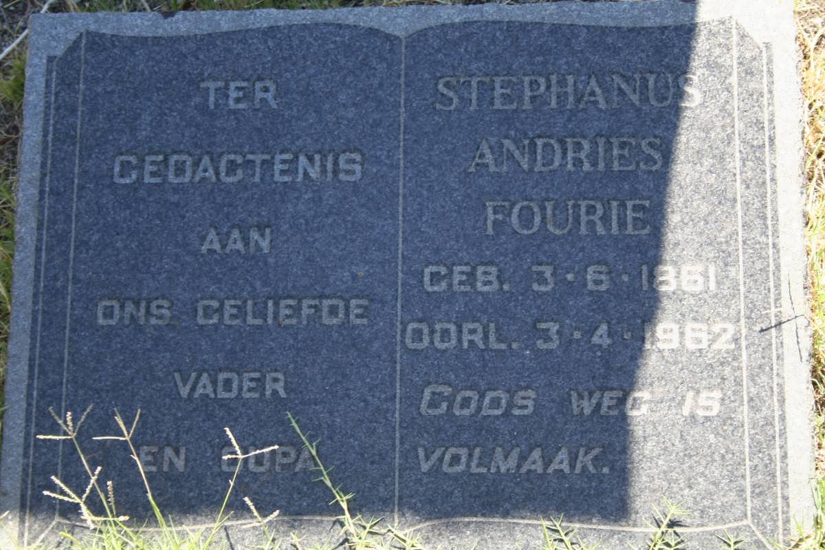 FOURIE Stephanus Andries 1861-1962
