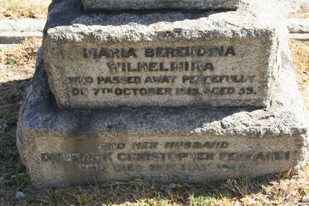 FERRANDI Diederick Christopher -1940 &amp; Maria Berendina Wilhelmina -1918