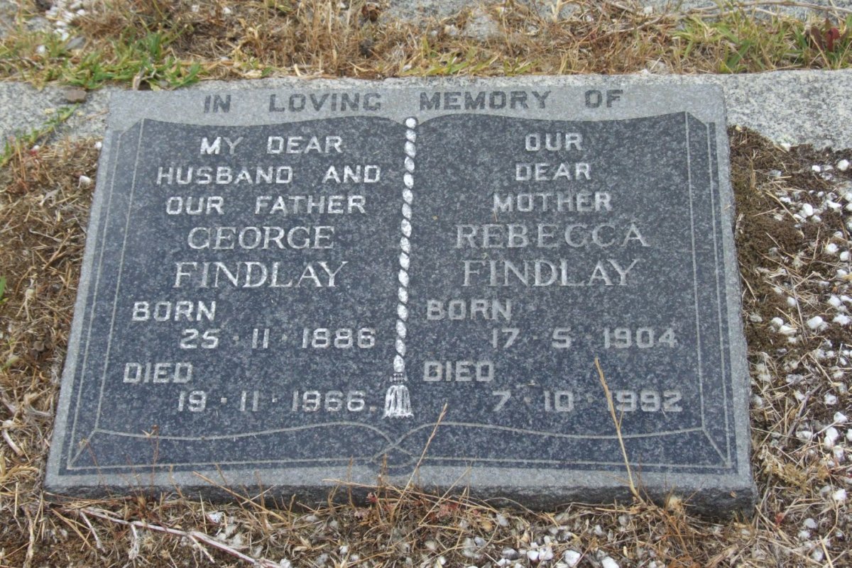 FINDLAY George 1886-1966 &amp; Rebecca 1904-1992