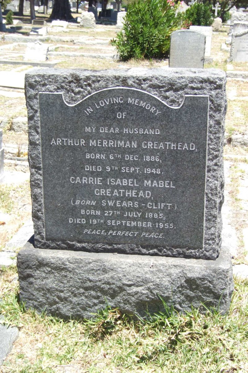GREATHEAD Arthur Merriman 1886-1948 &amp; Carrie Isabel Mabel SWEARS-CLIFT 1885-1955
