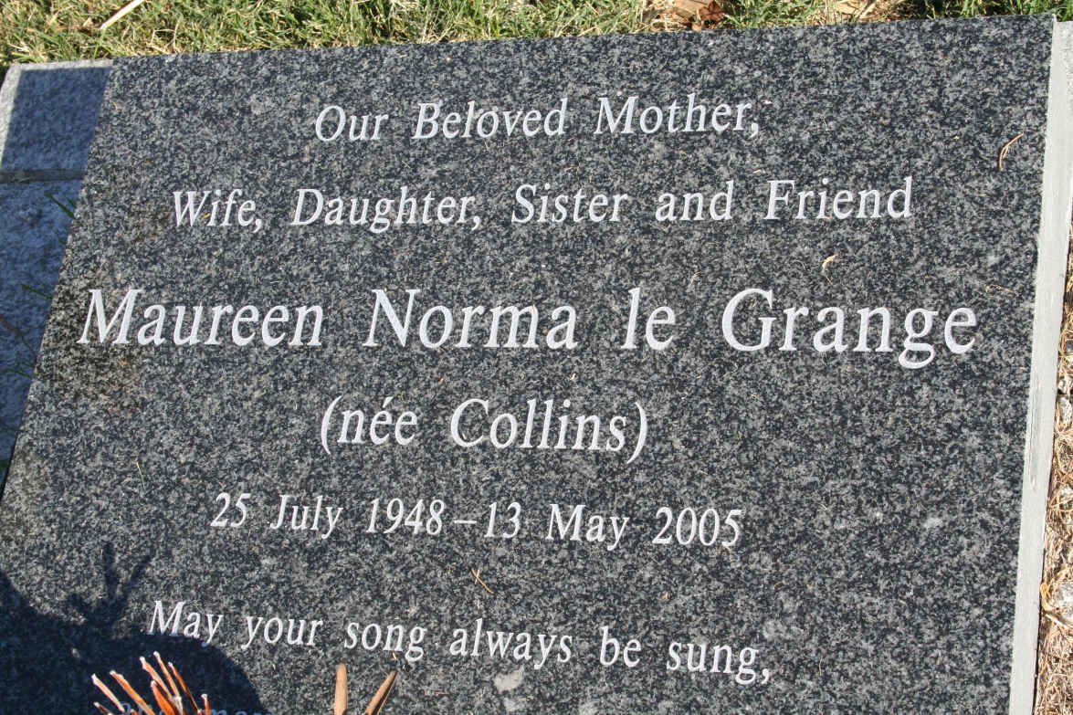 GRANGE Maureen Norma, le nee COLLINS 1948-2005
