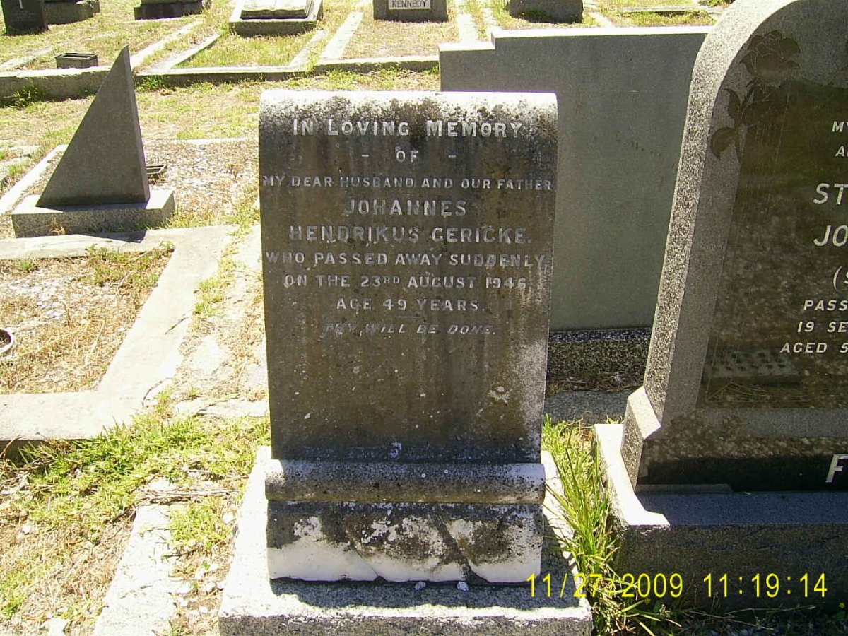 GERICKE Johannes Hendrikus -1946