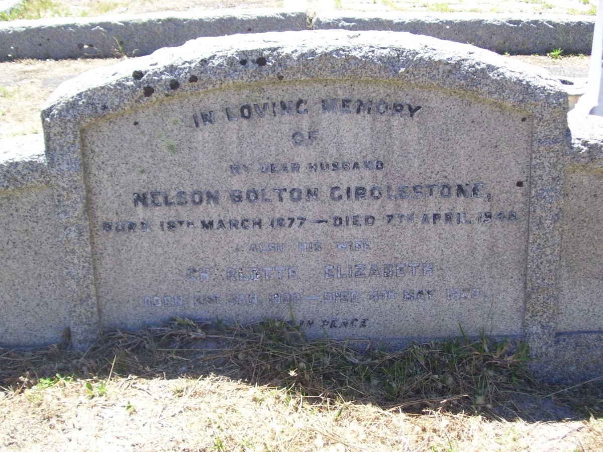 GIRDLESTONE Nelson Bolton 1877-1945 &amp; Charlotte Elizabeth 18?9-19?8