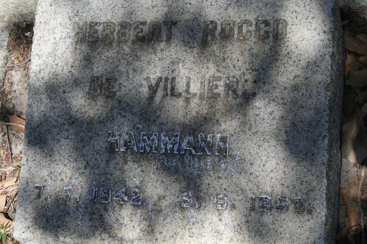 HAMMANN Herbert Rocco De Villiers 1942-1956