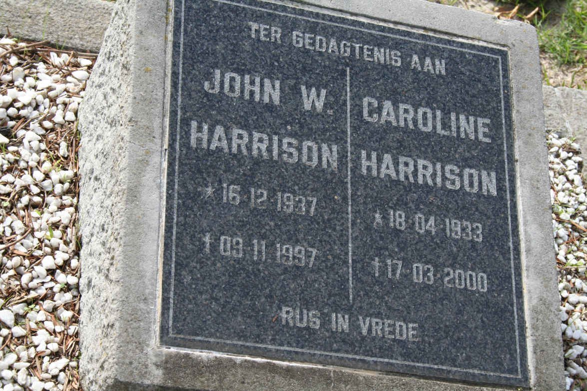 HARRISON John W. 1937-1997 &amp; Caroline 1933-2000