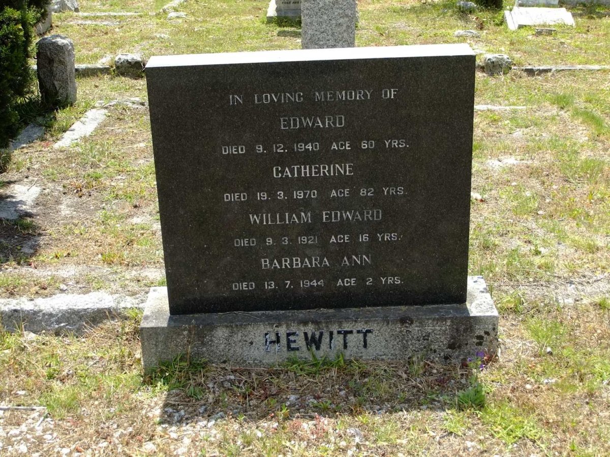 HEWITT Edward -1940 &amp; Catherine -1970 :: HEWITT William Edward -1921 :: HEWITT Barbara Ann -1944