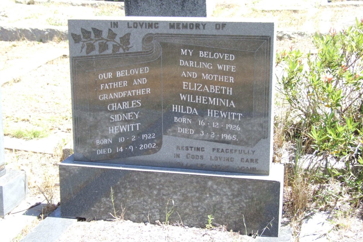 HEWITT Charles Sidney 1922-2002 &amp; Elizabeth Wilheminia Hilda 1926-1965