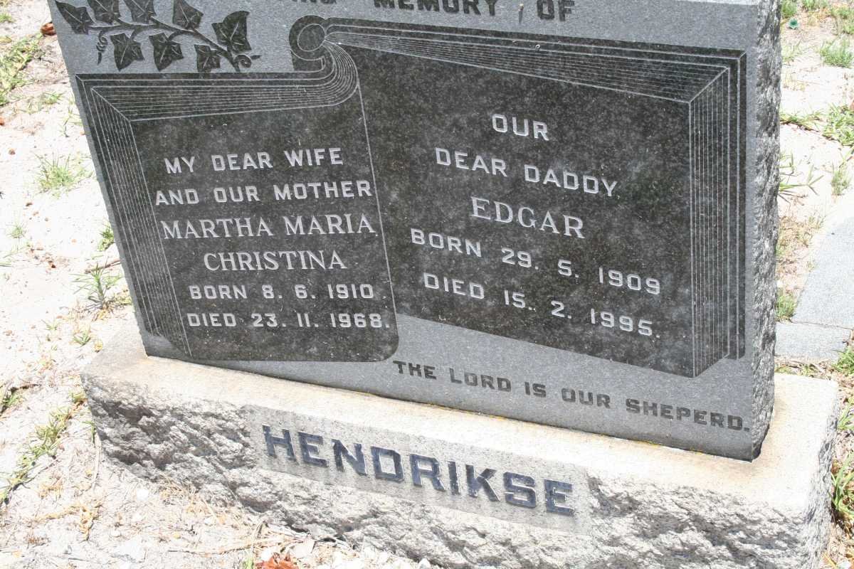 HENDRIKSE Edgar 1909-1995 &amp; Martha Maria Christina 1910-1968