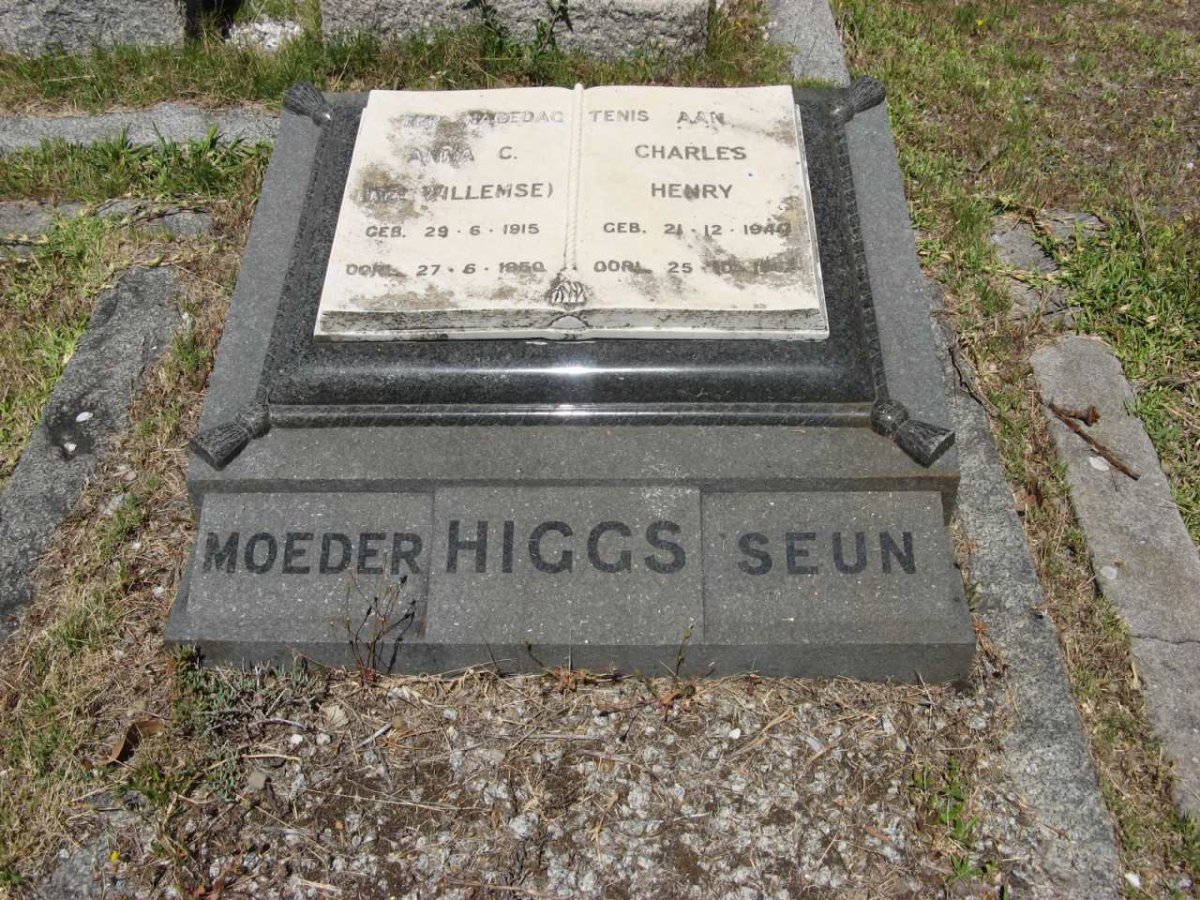 HIGGS Anna C. nee WILLEMSE 1915-1950 :: HIGGS Charles Henry 1949-?