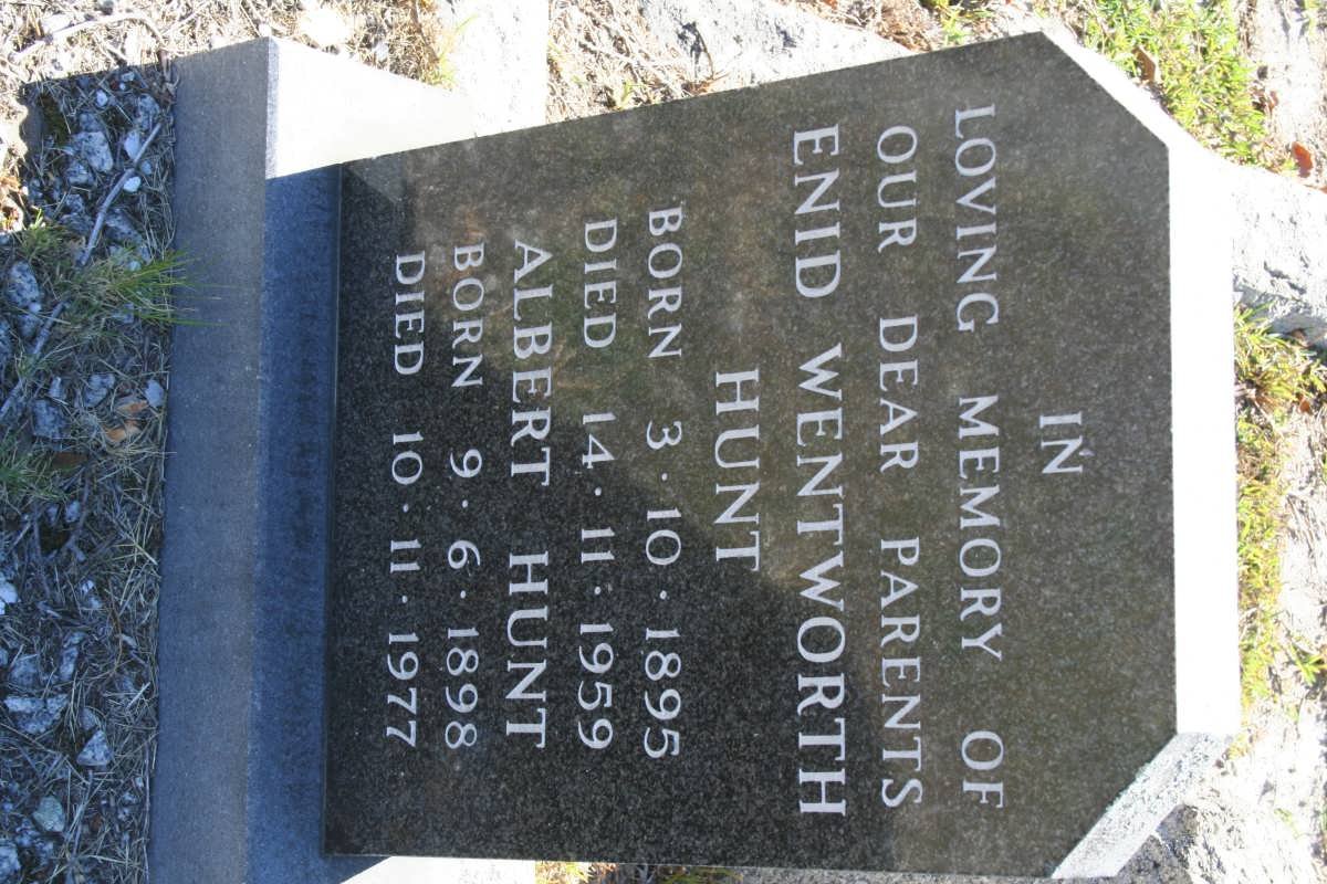 HUNT Albert 1898-1977 &amp; Enid WENTWORTH 1895-1959