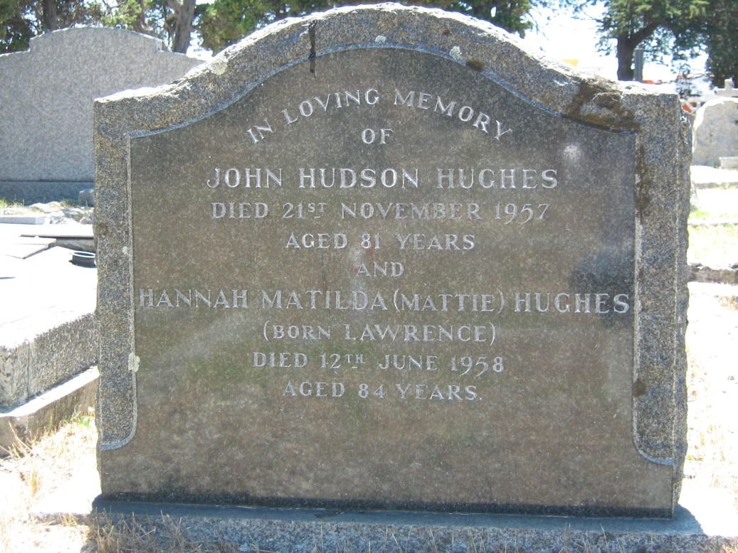 HUGHES John Hudson -1957 &amp; Hannah Matilda LAWRENCE -1958