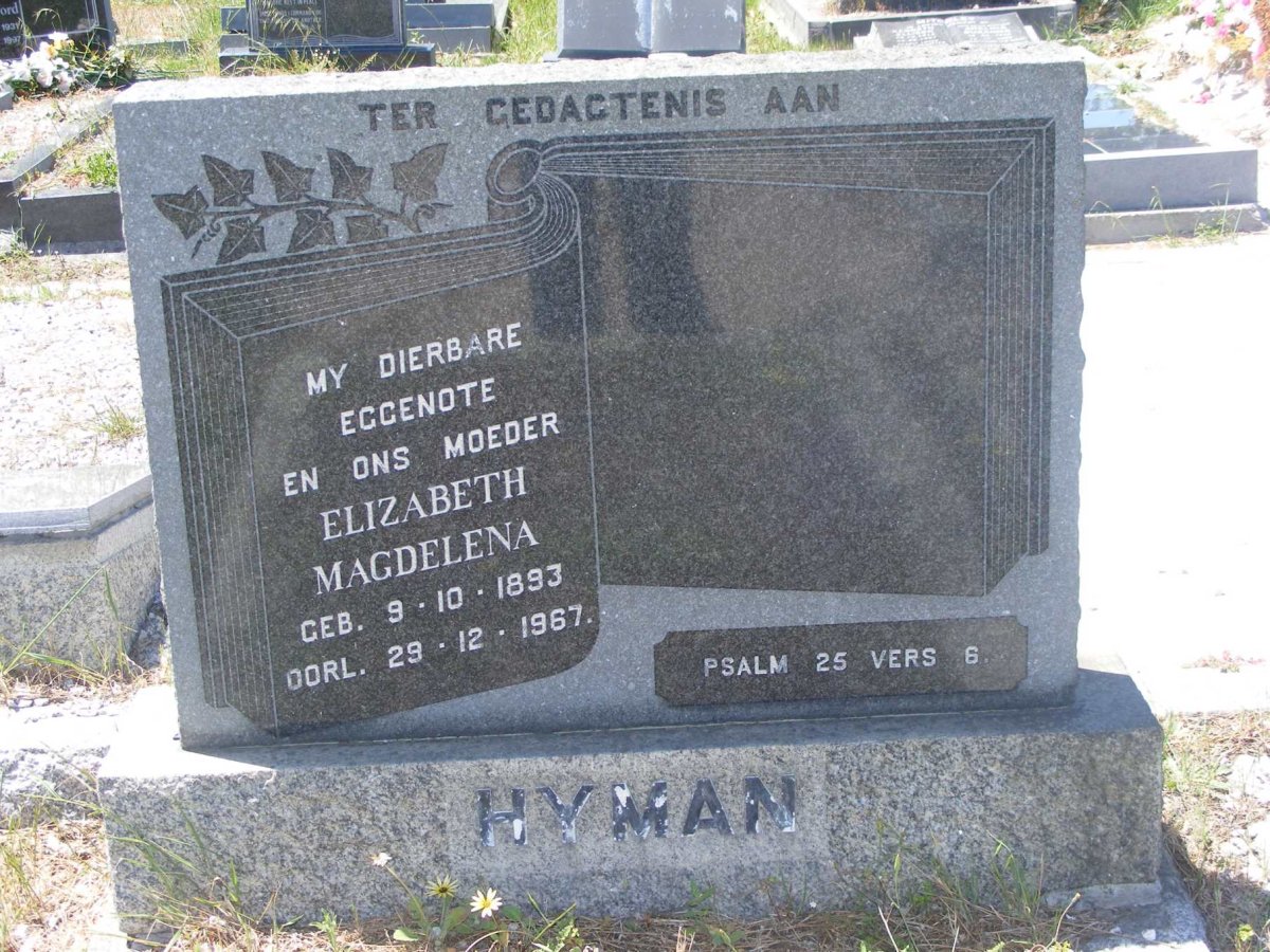 HYMAN Elizabeth Magdelena 1893-1967