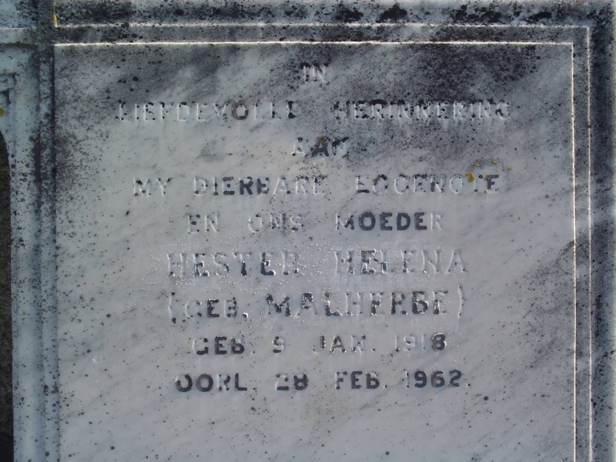 JOOSTE Hester Helena nee MALHERBE 1918-1962