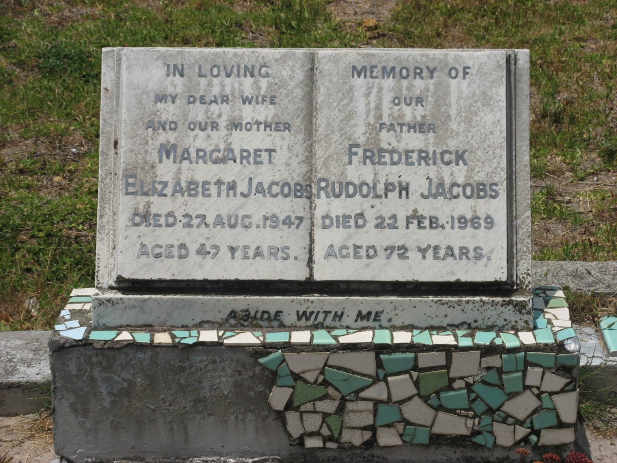 JACOBS Frederick Rudolph -1969 &amp; Margaret Elizabeth -1947