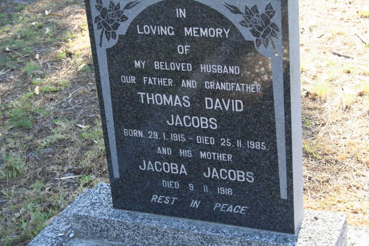 JACOBS Jacoba -1918 ::JACOBS Thomas David 1915-1985 