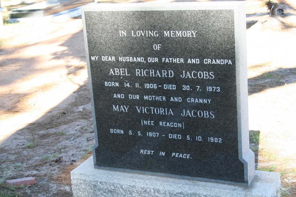 JACOBS Abel Richard 1906-1973 &amp; May Victoria REACON 1907-1982