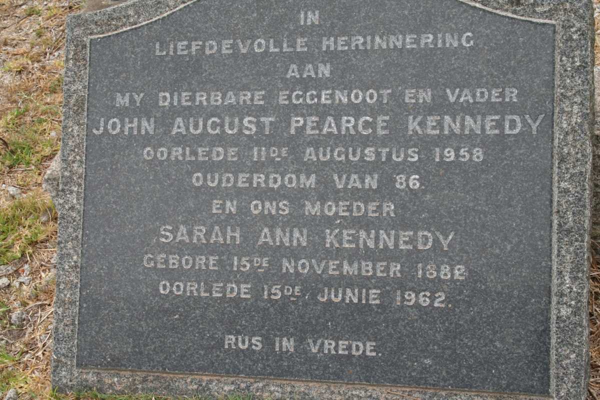 KENNEDY John August Pearce -1958 &amp; Sarah Ann 1882-1962