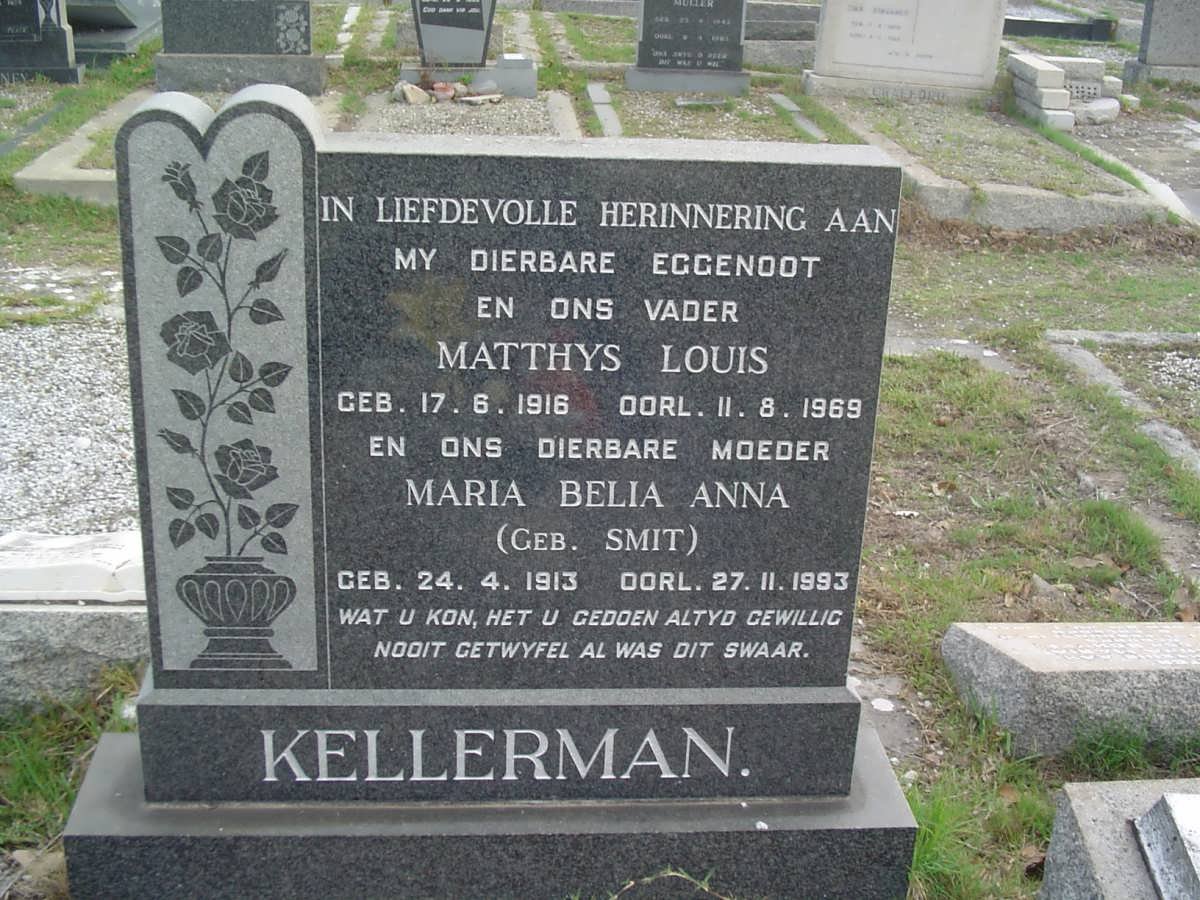 KELLERMAN Matthys Louis 1916-1969 &amp; Maria Belia Anna SMIT 1913-1993