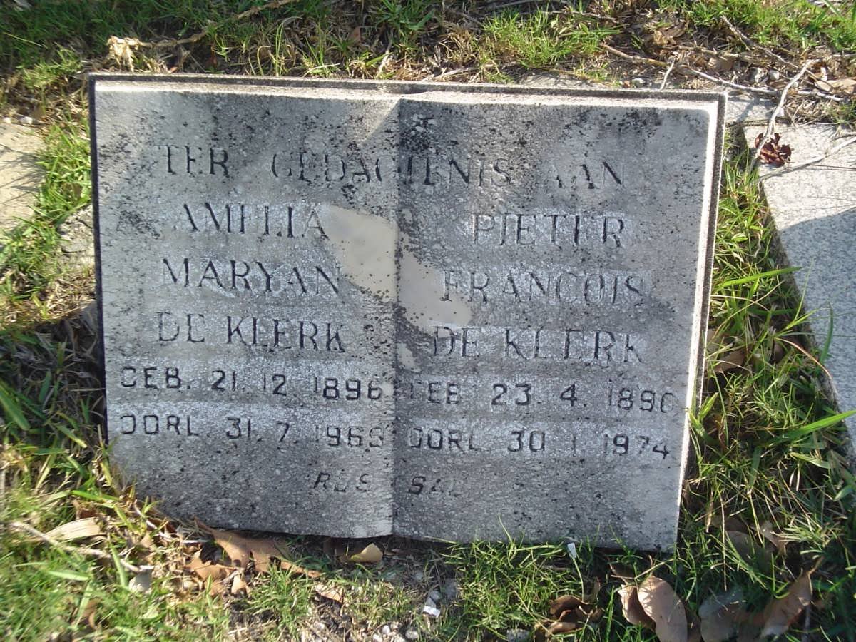 KLERK Pieter Francois, de 1890-1974 &amp; Amelia Maryan 1896-1965