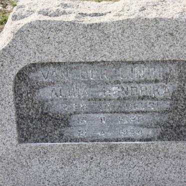 LINDE Alida Hendrika, van der 1920-1984
