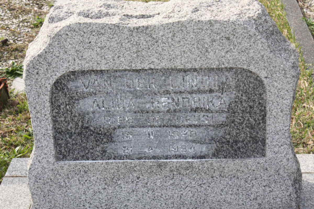 LINDE Alida Hendrika, van der 1920-1984
