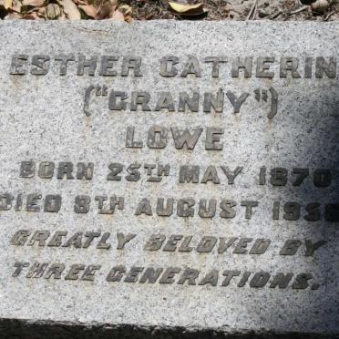 LOWE Esther Catherine 1870-1956